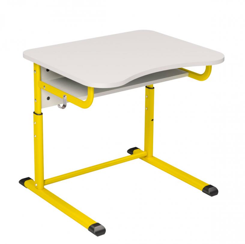 Стіл учнівський 1-місний з полицею, на ростові групи №4-7, каркас - плоскоовальна металева труба, АЛМАНТ, 700х589х640-820 мм.